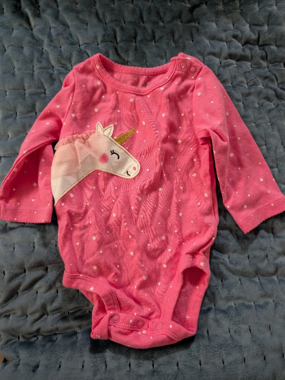 Carter's Bright Pink Unicorn Long-Sleeve Bodysuit